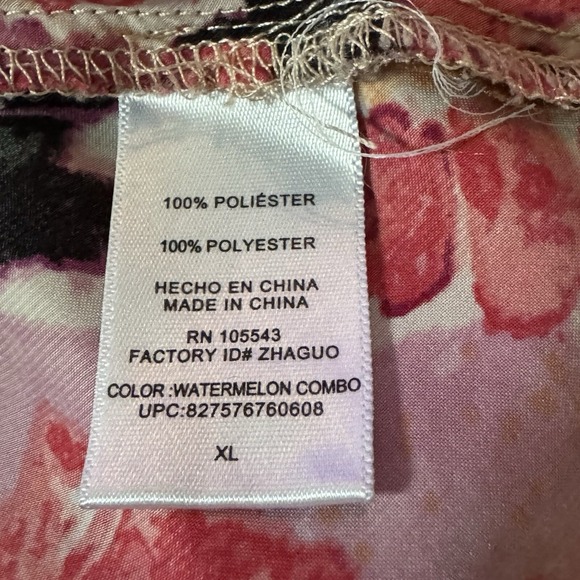 Daisy Fuentes XL Shirt Top Pink Abstract Sleeveless Round Neck Tiered - Picture 6 of 7